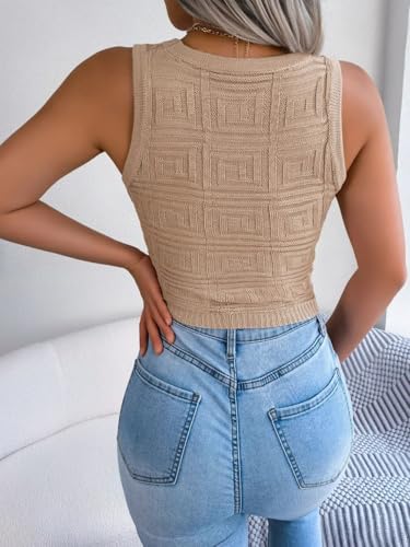 Top corto de punto calado elástico y transpirable para mujer 5