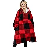 3. EXTREMES KOMFORT-MATERIAL - Außergewöhnliches weiches Mikrofleece-Material und bequemes Sherpa-Futter sorgen für einen unglaublichen Luxus. Diese flauschige, bequeme Riesen-Kapuzendecke hält Sie an kühlen Tagen warm und kuschelig. Ziehen Sie Ihre Beine in die flauschige Sherpa, um sich vollständig auf der Couch zu bedecken, krempeln Sie die Ärmel hoch, um sich einen Snack zuzubereiten, und bewegen Sie sich frei, während Sie Ihre Wärme mitnehmen, wohin Sie auch gehen.