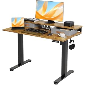 Claiks 48''*24'' Electric Standing Desk with Drawers, Rustic Brown