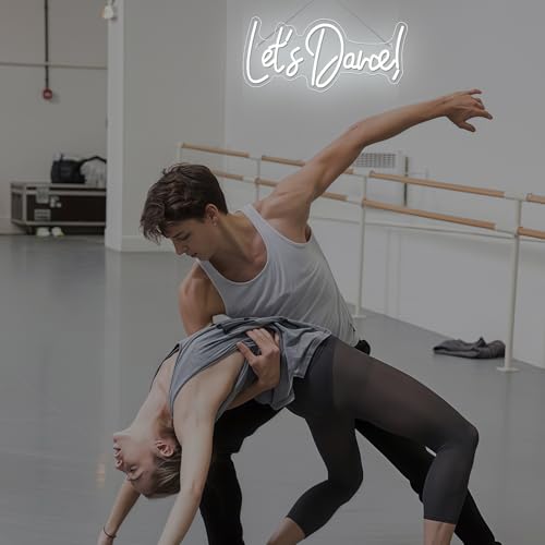 Image of Let's Danced Neon Signs Let's Dance Neon Light Up Sign White Led Word Light Sign Neon Sign Wedding for Dancing Party,Bar Accessories,Valentines' Day,Birthday Party