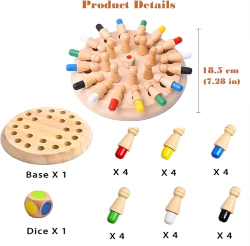Color Memory Chess juego de mesa de madera educativo miniatura 4