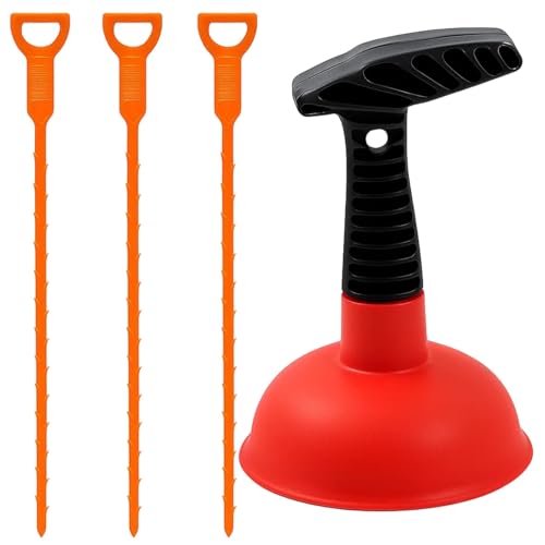 3PCS Sink Plunger, Heavy-Duty Rubber Cup with Ergonomic Handle for Powerful Suction, Compact Design for Easy Storage, Ideal for Unclogging Sinks, Tubs, and Showers