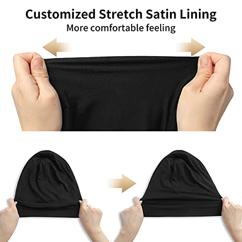 Satin Bonnet Silk Lined Sleep Cap- Adjustable Hair Cover Frizzy Hair Beanie Slouchy Night Cap Hair Protection Patients Care #TOP4
