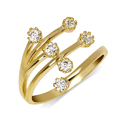 Jewelryweb Solid 10K Gold Elegant Waterfall Adjustable Cubic Zirconia Cz Toe Ring For Women Gold (12Mmx15Mm) (Yellow-Gold) #TOP10