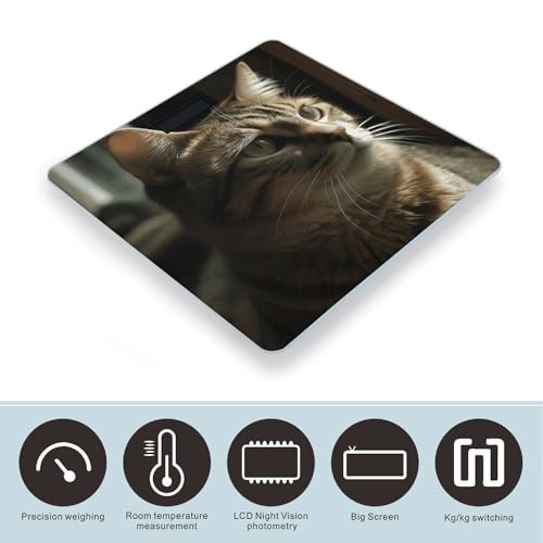 Báscula de baño digital Tabby Cat de vidrio templado miniatura 3