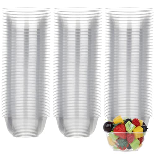 MOACOCK 100 Pack Small Clear Plastic Bowls, 8oz Hard Disposable Salad Bowls, Disposable Bowl for Party Serving, Ice Creams, Desserts, Catering, Special Events