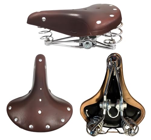Fahrradsattel BGB-902 Dunkelbraun Ledersattel Retro Sattel Fahrradsitz Hollandrad gefedert