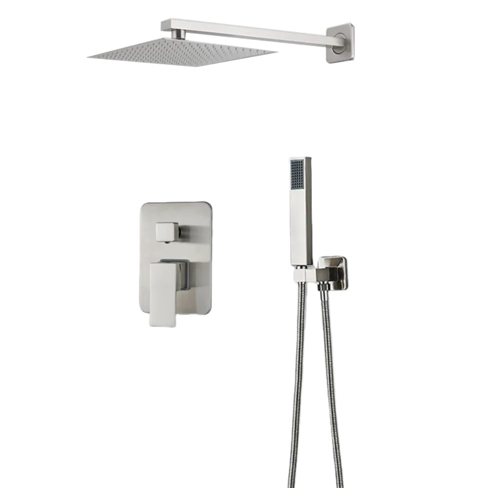 Système de douche nickel brossé haut de gamme effet pluie et cascade