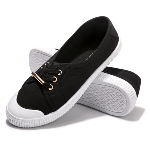 Women's Slip on Canvas Sneakers Low Top Comfort Walking Shoes Casual PU Sneakers Fashion Tennis Shoes