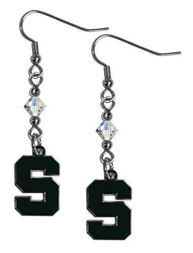 NCAA Siskiyou Sports Womens Michigan State Spartans Crystal Dangle Earrings One Size Team Color,white