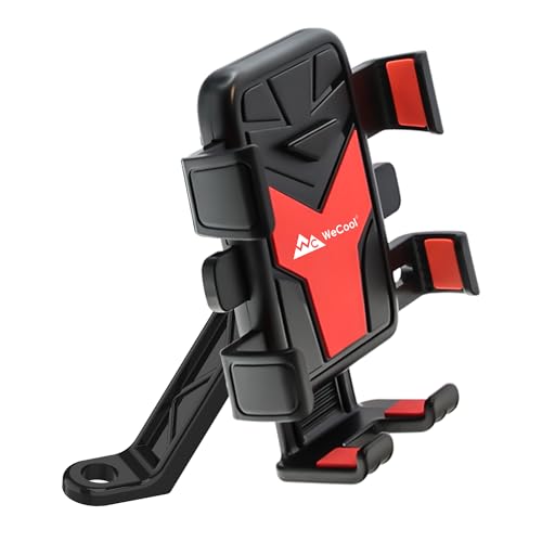 Image of WeCool Bike Mobile Holder - Mirror Fit Mobile Holder for scooty /Scooter /Bike /Motorcycle-with One Click Button Controlled Phone Mount Ideal for Maps and GPS Navigation with Auto Locking,Firm Grip