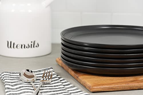 Double Line 10.5" Dinner Plate, Set Of 6, Matte Black #TOP3