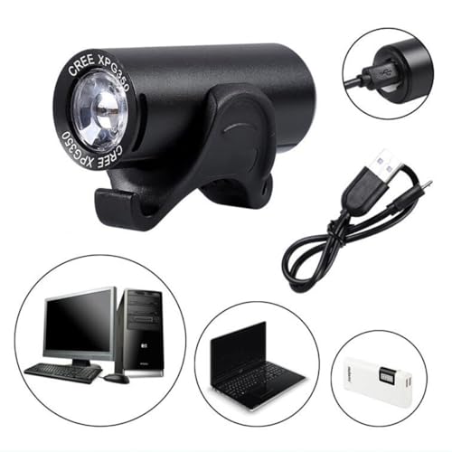 Luz Delantera para Bicicleta de 350 Lúmenes con Carga USB y Resistencia al Agua Negra 4