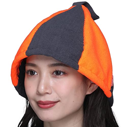 PONTAPES(ポンタペス) サウナハット 全20色 2サイズ タオル生地 丸洗い可能 メンズ レディース PPOH-555 ダークグレー×オレンジ SMのぼせ防止 テントサウナ 外気浴 男女兼用 サウナグッズ