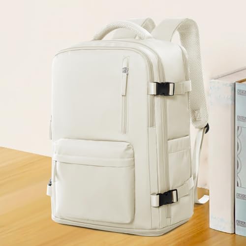 Image of coowoz Travel Backpack For Women Men Airline Approved,Carry On Backpack,Hiking Laptop College Backpacks Waterproof Outdoor Sports Rucksack Casual Daypack Fit 15.6 Inch Backpacks,Beige