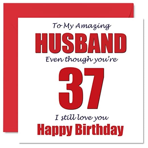 Divertidas tarjetas de felicitación de 37 cumpleaños para marido, pareja de treinta y siete años treinta y séptimo esposo, tarjetas de felicitación de humor de broma de 145 mmx145 mm