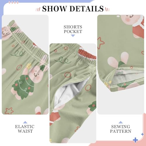 Boys' Pants Christmas Animal Rabbit Santa Long Bottoms Jogger Pants Elastic Waist Trousers with Pockets S-XL4