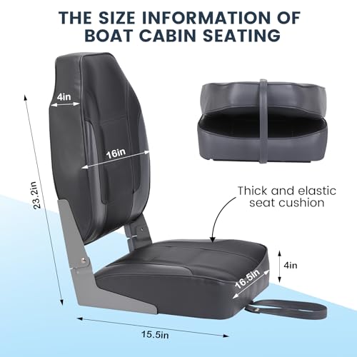 Garvee 2 Pack Boat Seats, High Back Folding Boat Seats, Fishing Boat Chairs - image 2