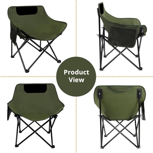Image of ORILEY Folding BackRest Camping Chair Portable and Lightweight Carbon Steel Collapsible Chairs for Outdoor Picnic Fishing Beach Travelling & Gardening (1 Pc, Green)
