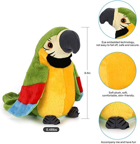 Talking Parrot Speaking Parrot Record Repeats Toy Talking Stuffed Animal Waving Wings Interactive Plush Toy Kid Birthday Gift - Thumbnail 5