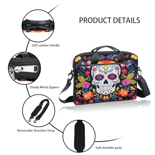 Colorful Flower Sugar Skull Maletín para Laptop 15" miniatura 4