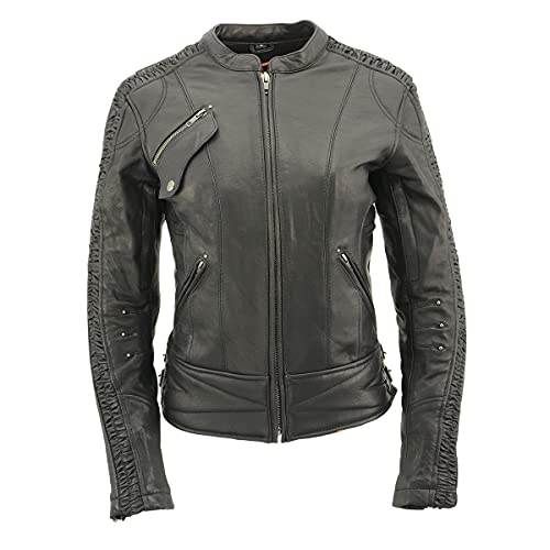 Milwaukee Leather MLL2571 Women's Black 'Crinkled Arm' Lightweight Racer Jacket - Medium by Milwaukee Leather - Image 8