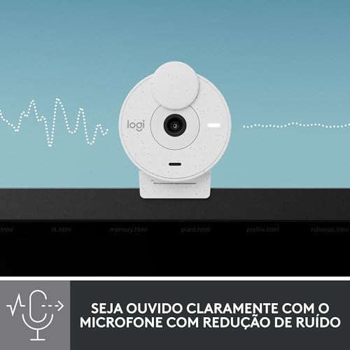 Webcam Full HD Logitech Brio 300 com Microfone com Redução de Ruído, Proteção de Privacidade, Correç