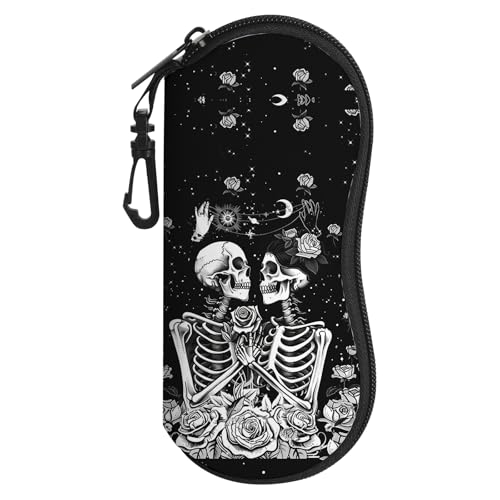 Image of Sunglasses Soft Case, Cute Ultra Light Portable Neoprene Zipper Eyeglass Glasses Case with Belt Clip for Men Women
