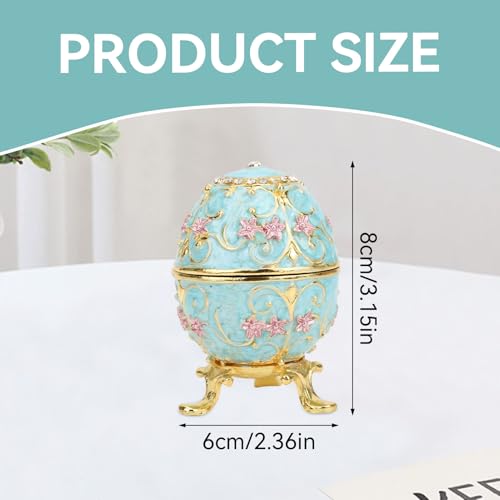 Boîte à bijoux œuf de Pâques peint à la main en émail précieux - 5
