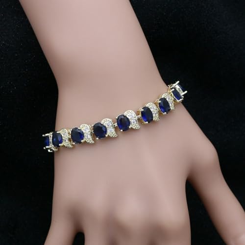 Image of LMXXVJ Fashion Tennis Bracelet Created Emerald White Gold Plated Charm Bracelet Gifts Jewelry for Women