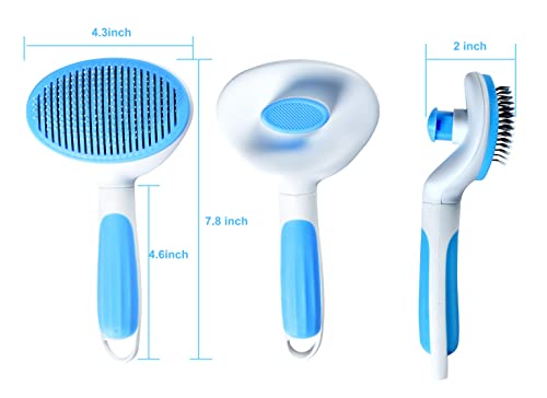 Cat Grooming Brush, Pets Slicker Brushes Dogs Self Clean Brush For Shedding One Button Removes Loose Undercoat Mats Tangled Hair Grooming Brush For Pet Massage-Self Cleaning (Blue) #TOP3