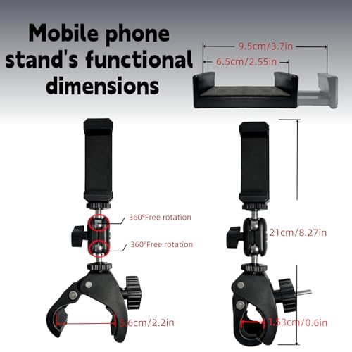 TTXSCZYHAdjustable Trumpet Phone Lyre Clip,with Reinforced Iron Swivel, 0.6 to 2.2 Inch Adjustable Clip for Clarinet Lyre, Oboe, Cornet, Trombone, Durable Marching Band Phone Holder (Fixed method-A)