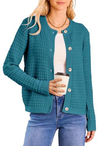 Dokotoo Womens Knit Cardigan Long Sleeve Open Front Sweater Button Down Jacket,Skobeloff Medium thumb #2