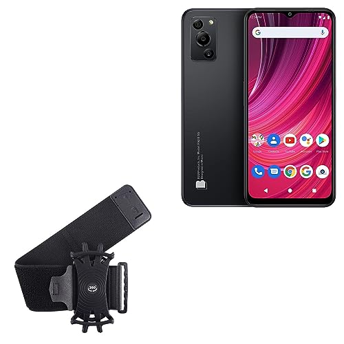 BoxWave Holster Compatible with BLU F92e - ActiveStretch Sport Armband, Adjustable Armband for Workout and Running - Jet Black