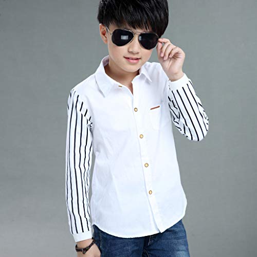 Youth Boys Regular Fit Dress Shirt Kids Striped Long Sleeve Button Down Shirts School Wedding Prom Aesthetic Formal Outfits4