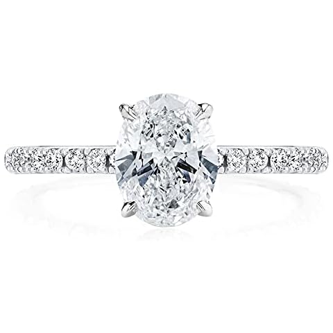Bo.Dream 2ct Oval Cut Cubic Zirconia CZ Engagement Ring Rhodium Plated Sterling Silver Size 5 Cover