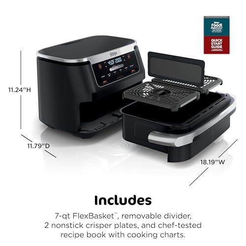 Ninja Foodi Air Fryer | 6-in-1 with 7-QT MegaZone & Basket Divider for Large Proteins & Full Meals | Cook 2 Foods at Once | 450° F | Air Fry, Roast, Broil, Dehydrate, Keep Warm & Bake | Black | DZ071 by Ninja - Used condition - Image 9