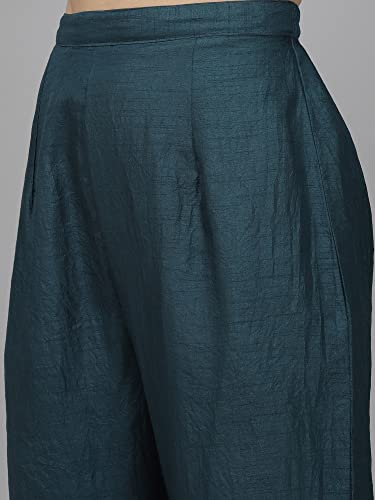 Image of INDO ERA Women's Polyester Embroidered Straight Kurta with Palazzo Set (KS9BK9118)