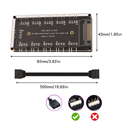5V 3Pin RGB 10-Port Hub LED Splitter con custodia