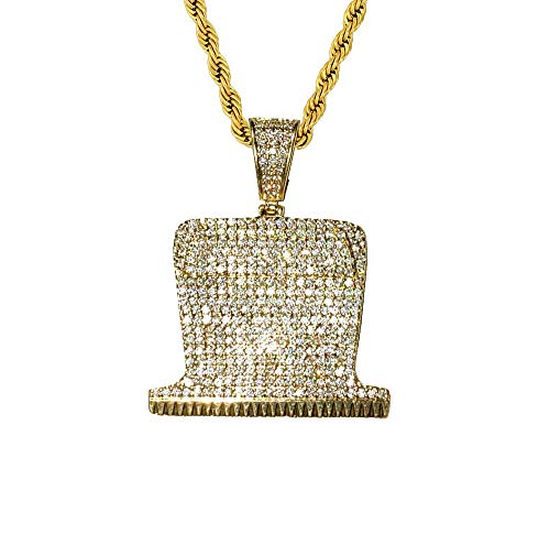 Straight Edge Pendant Charm Necklace Ice Out Pendant Stainle