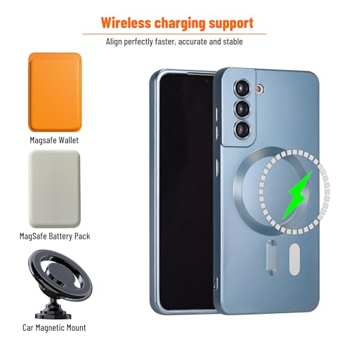 Image of Yetagso Magnetic Samsung Galaxy S22 Case, Soft Silicone With Camera Protection, Slim Fit Anti-Scratch Cover Compatible With MagSafe, Blue