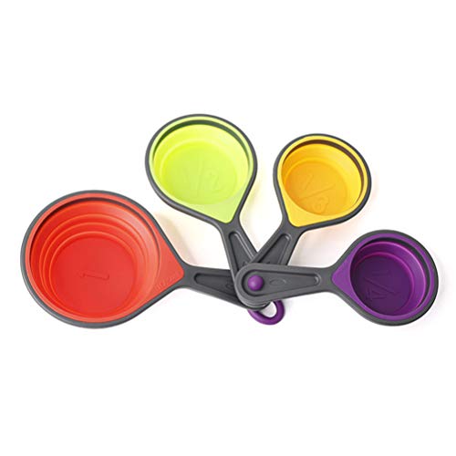 Conjunto de 8 peças de canecas de silicone para medir e colher de medida com ferramentas de medição