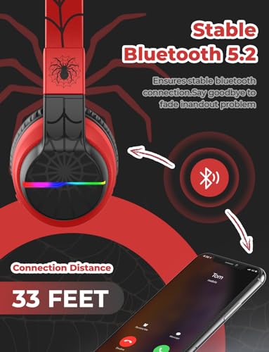 Image of iClever Bluetooth Headphones with Mic, Headphones for Kids with 74 /85 /94dB Volume Limited Over The Ear Headset (Black /Red)
