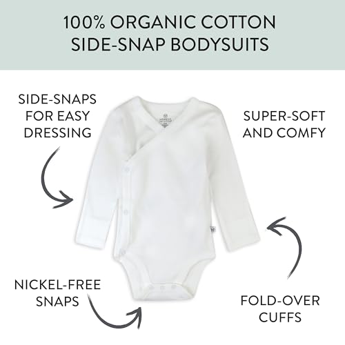 Image of HonestBaby Baby 3-Pack Organic Cotton Long Sleeve Side-snap Kimono Bodysuits
