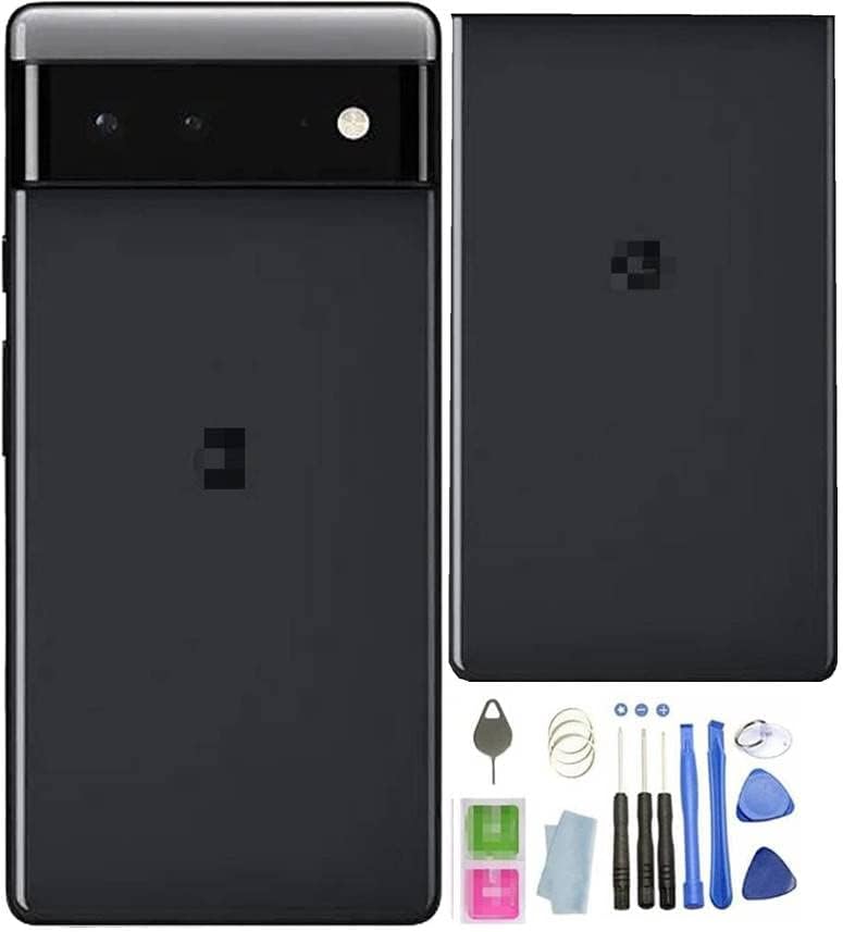 Pixel 6 Back Glass Replacement for Google Pixel 6 5G Back Cover Glass Housing Door with Pre-Installed Tape + Tools Stormy Black(Not Suitable for Pixel 6 Pro)