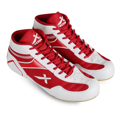 Image of Vector X Razor-2.0 Kabaddi Shoes for Mens, Boys & Girls /Sports and Athletic Footwear with Synthetic Leather with Breathable Mesh Upper /Crepe Rubber Sole (Red-White)