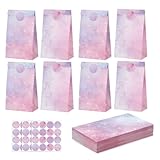 36 Stück Geschenktüten Kindergeburtstag, 24x13x8cm Regenbogen Papiertüten mit 48 Aufkleber Süßigkeiten Beutel Partytüten Candy Tüten für Ostern Kindergeburtstag Party Hochzeit Geburtstag