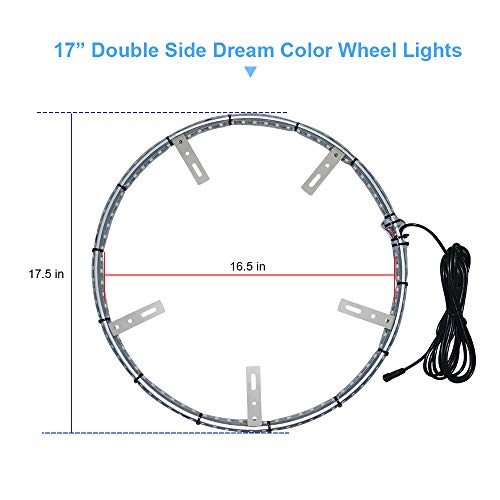 Kingshowstar LED Wheel Rim Lights - 4 PCS 17 inch Car Rim Lights 624 LED RGB Color Chasing Wheel Ring Lights for Cars, Waterproof Tire Light Kit with Blue-Tooth Controller