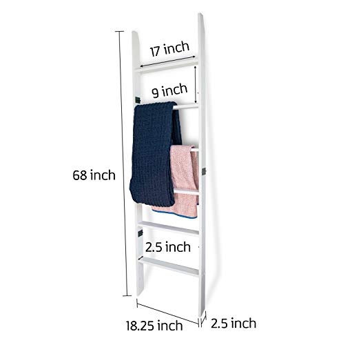 RELODECOR 6-Foot Wall Leaning Blanket Ladder| Laminate Snag Free Construction (White)