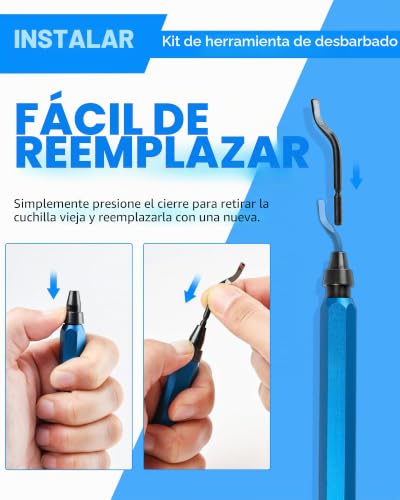 Miniatura 4 de Acual Desbarbador Metal Con 10 Cuchillas Hss Manual 360 3d Y Materiales